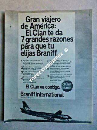 Braniff Airlines 1 Print Ad Advertsing Vintage Argentine 21