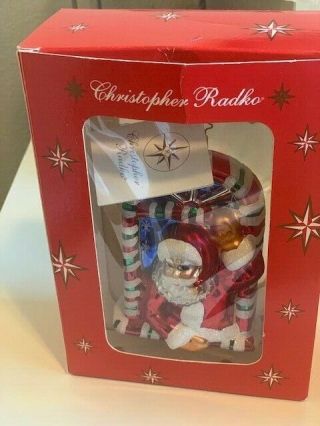 Christopher Radko Candy Frame Claus Blown Glass Santa Vintage