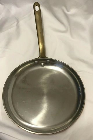 Vintage Copper Saute Frying Pan Brass Handle 8 " Saute 2 " Deep