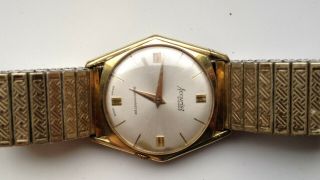 Mens Vintage Accurist Shockmaster Gold Plated Slim Cased 21 Jewels Swiss Watch