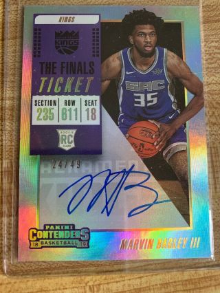 2018 - 19 Panini Contenders The Finals Ticket Marvin Bagley Iii Rc Auto 24/49.