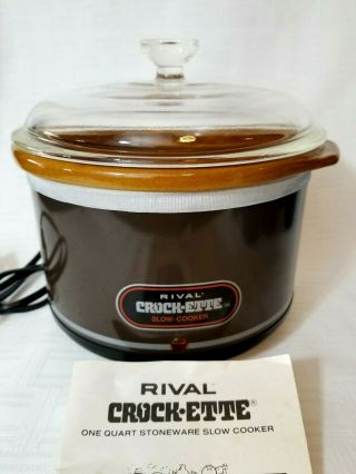 Vintage Rival Crock - Ette Crock Pot 1 Qt Mini Slow Cooker Stoneware