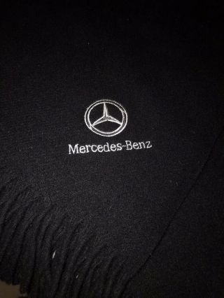 Mercedes Benz Black Virgin Wool Car Blanket Faribault Vintage Couch Throw Fringe