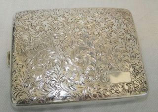 Antique American Japanese Sterling Silver Cigarette Case Engraved Decoration 950