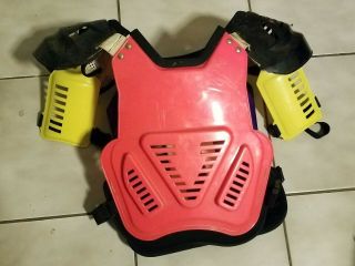 Vintage Fox Roost 2 18 - 3510 Glo - Red/black/yellow Chest Protector Armor 1995