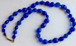 Miriam Haskell Vintage Necklace Bright Blue Art Glass Beads