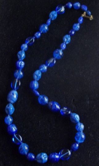 MIRIAM HASKELL Vintage Necklace Bright Blue Art Glass Beads 2