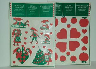 Vintage Window Clings Christmas Scandinavian Elves Kids 2 Sheets
