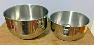 Vintage Farberware 2 Nesting Mixing Bowls Double Ring Handles Stainless Steel