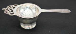 Vintage Warwick Silver Plate Tea Strainer Spoon W/ Drip Bowl Made In India