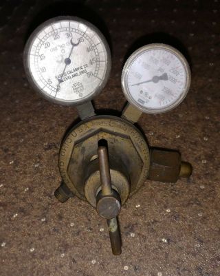 Vintage Gas Pressure Regulator Gauge Antique Harris Calorific Co Brass
