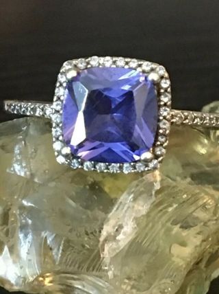 Vintage Sweetheart Purple Sapphire Sterling Silver Cz Princess Cut Ring 3g Sz 8
