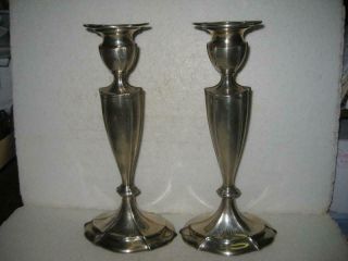 Antique Dominick & Haff 9 1/4 " Sterling Silver Candlesticks Mono 