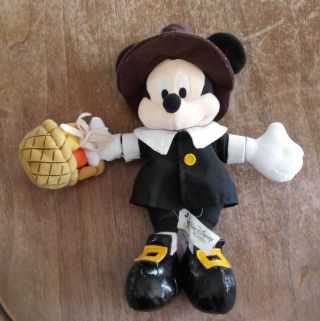 Vintage Walt Disney Co.  Mickey Mouse Pilgrim Holding A Basket 11  Tall