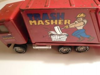 Vintage Nylint Metal Muscle trash masher.  refuse truck.  ford cabover.  garbage truck 2