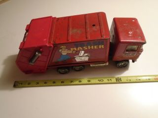 Vintage Nylint Metal Muscle trash masher.  refuse truck.  ford cabover.  garbage truck 3