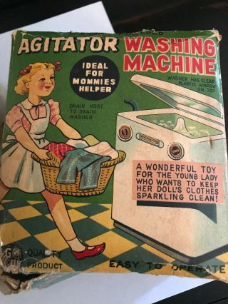 Vintage Agitator Washing Machine Operated By Friction Motor Toy W\ Box