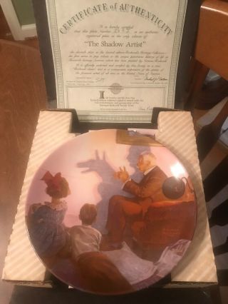 Vintage 1987 Norman Rockwell " The Shadow Artist " China Plate W/ In Orig Box