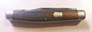 Vintage H.  Boker Co.  Cutlery 3 Blade Knife Shield Wood Handles - Germany