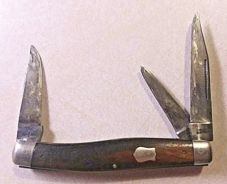 VINTAGE H.  BOKER CO.  CUTLERY 3 BLADE KNIFE SHIELD WOOD HANDLES - GERMANY 2