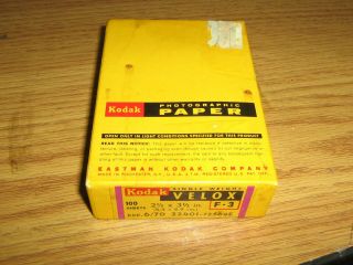Vintage Kodak Photographic Paper Box Velox F3 100 Sheets