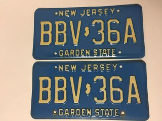 Vintage Double Great Blue Jersey License Plates Tag Number Bbv 36a Nj