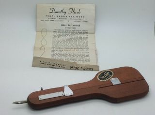 Vintage Dorothy Flicek Punch Work Art Needle Wood Shuttle