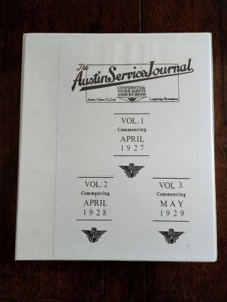 Vintage Austin 7 12/4 16/6 20 Service Journals Volumes 1,  2 & 3