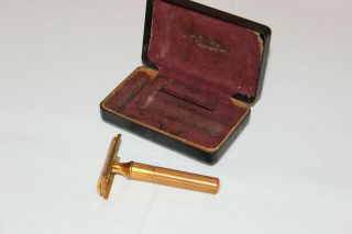 Vintage Gillette Safety Razor Gold - Tone W/ Box