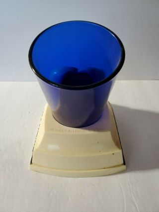 Vintage 1950 ' s Ballantine Beer & Ale Foam Scraper Holder Cobalt Blue Glass 3