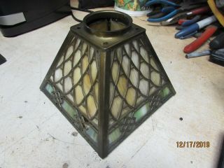 Antique Arts & Crafts Slag Glass Light Lamp Shade Marked Handel Pairpoint