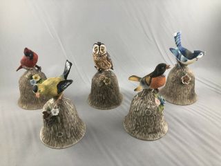 Vintage Towle Fine Bone China Bird Bell Owl Robin Oriole Cardinal Blue Jay W/box