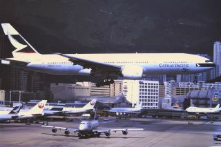 Slide Hong Kong Kai Tak Airport Cathay Pacific B - 777 1996 Hkg