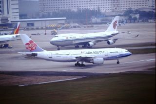 Kodak 1998 Hong Kong Photo Slide Cal & Air China B - 747 Kai Tak Hkg