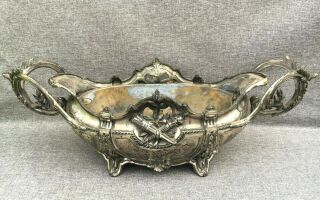 Big Antique French Planter Silver Plated Metal 19th Century Louis Xvi Style