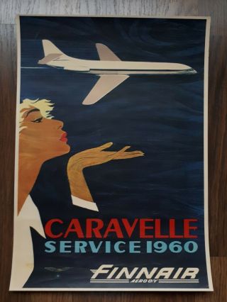 Finnair Aero Caravelle Poster Jet Age Finland 1959