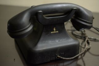 Antique German Museum Black Bakelite Analog Telephone Siemens 3