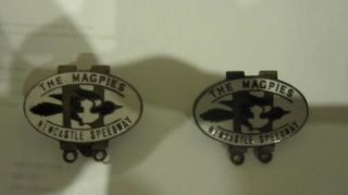 Vintage Enamel Newcastle Speedway Badges Featuring Iconic Magpies Emblem
