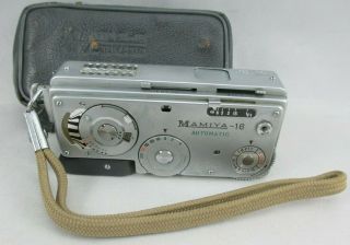 Vintage Mamiya 16 Automatic Subminiature Spy Camera W/ Sekor Lens & Case
