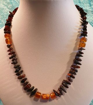 Vintage Individually Knotted Polished Baltic Amber Nugget Bead Necklace