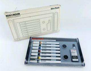Koh - I - Noor Rapidograph Technical Pens Set Of 7 Slim Pack Vintage 1990