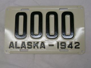1942 Alaska Sample License Plate 42 Ak 0000 Zero Vintage Number Tag