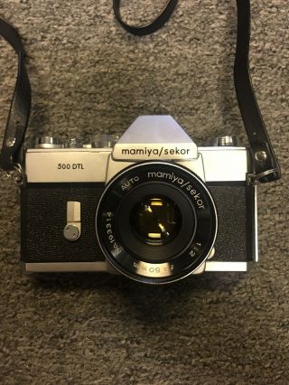 Vintage Mamiya Sekor 500dtl 35mm Film Photo Camera Auto 1.  2 F= 50mm Lens
