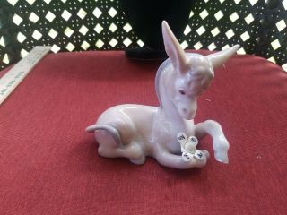 Vintage Retired Lladro Spain Donkey In Love With Flower Porcelain Figurine