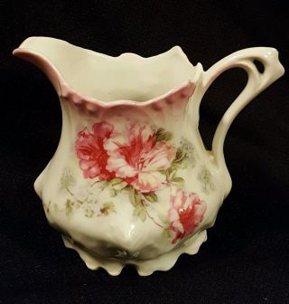 Vintage Creamer Pitcher Hibiscus Flowers China Porcelain