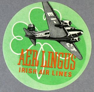 Aer Lingus Vintage Airline Luggage Label Baggage Bag Irish Air Lines 1