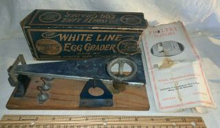 Antique White Line Egg Grader Scale W/ Instructions & Weights Farm Tool