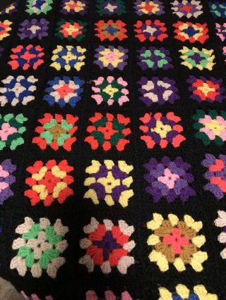 Vintage Crochet Afghan Granny Squares Throw Lap Blanket Handmade 54” X 74” 2