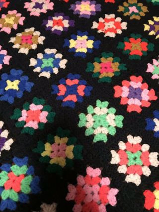 Vintage Crochet Afghan Granny Squares Throw Lap Blanket Handmade 54” X 74” 3