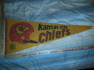Vintage Kansas City Chiefs Football Single Bar Pennant 12 " X28 " Inches Issues